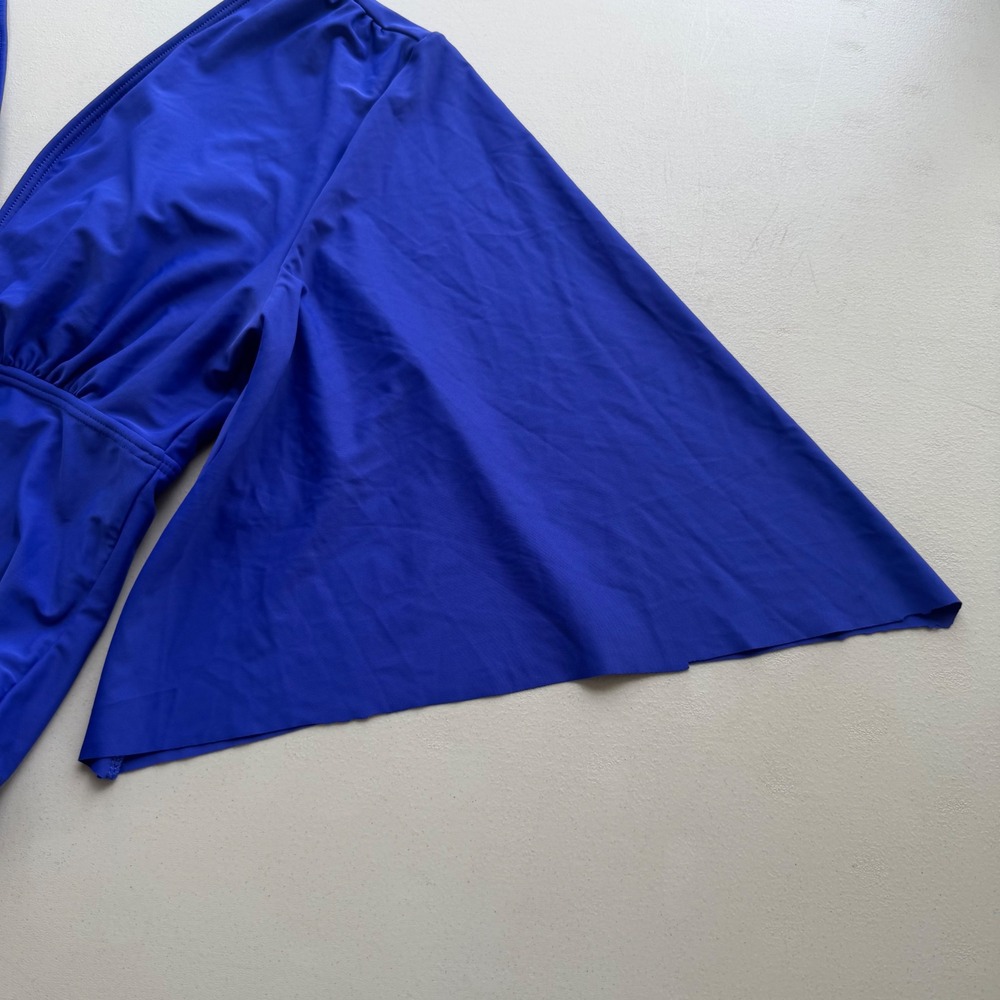 Venus 10 Royal Blue Deep V-Neck Flutter Kimono Sleeve Keeley, One Piece Swimsuit - Picture 9 of 14
